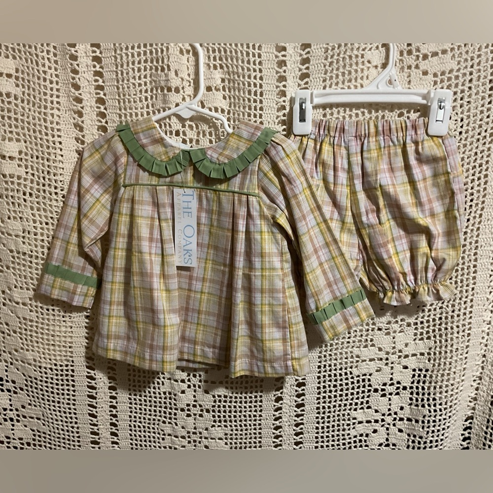 NWT The Oaks Lincoln Harvest Fields Plaid Taylor Bloomer Set Close-out 9 months